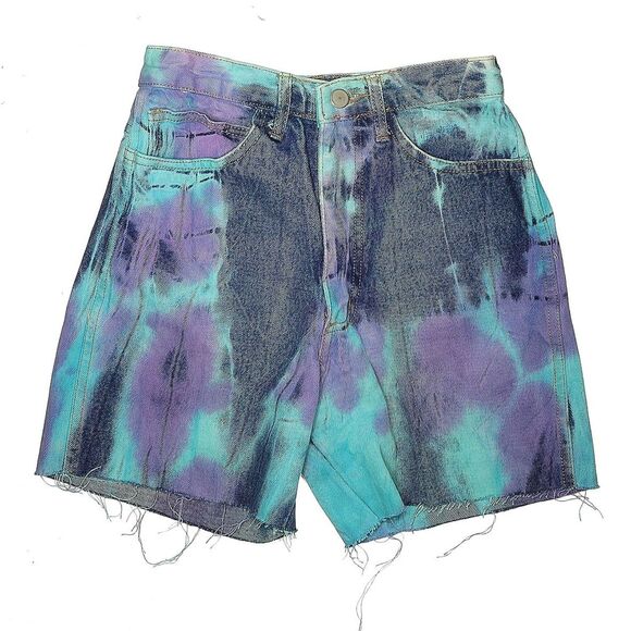 Vintage 90s Frederick's of Hollywood Denim Shorts Acid Wash Tie Dye Size 3-4 - Picture 7 of 9